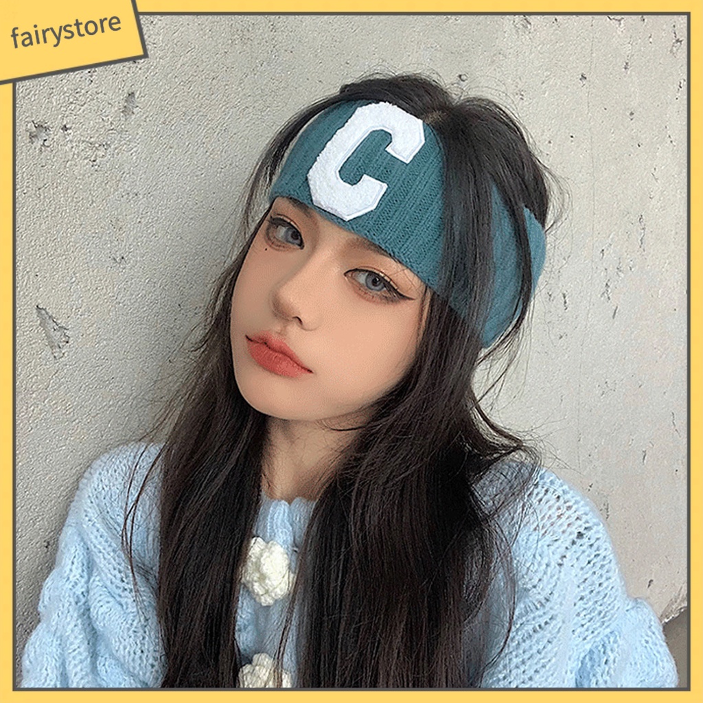 Băng Đô Thể Thao Bản Rộng Có Gân In Chữ C Mỏng Ấm Áp Cho Nữ