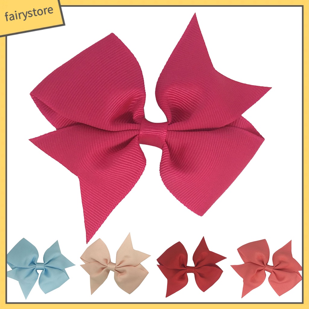 Set 20 Kẹp Tóc Nơ Chống Rơi Màu Trơn Xinh Xắn Cho Bé Gái