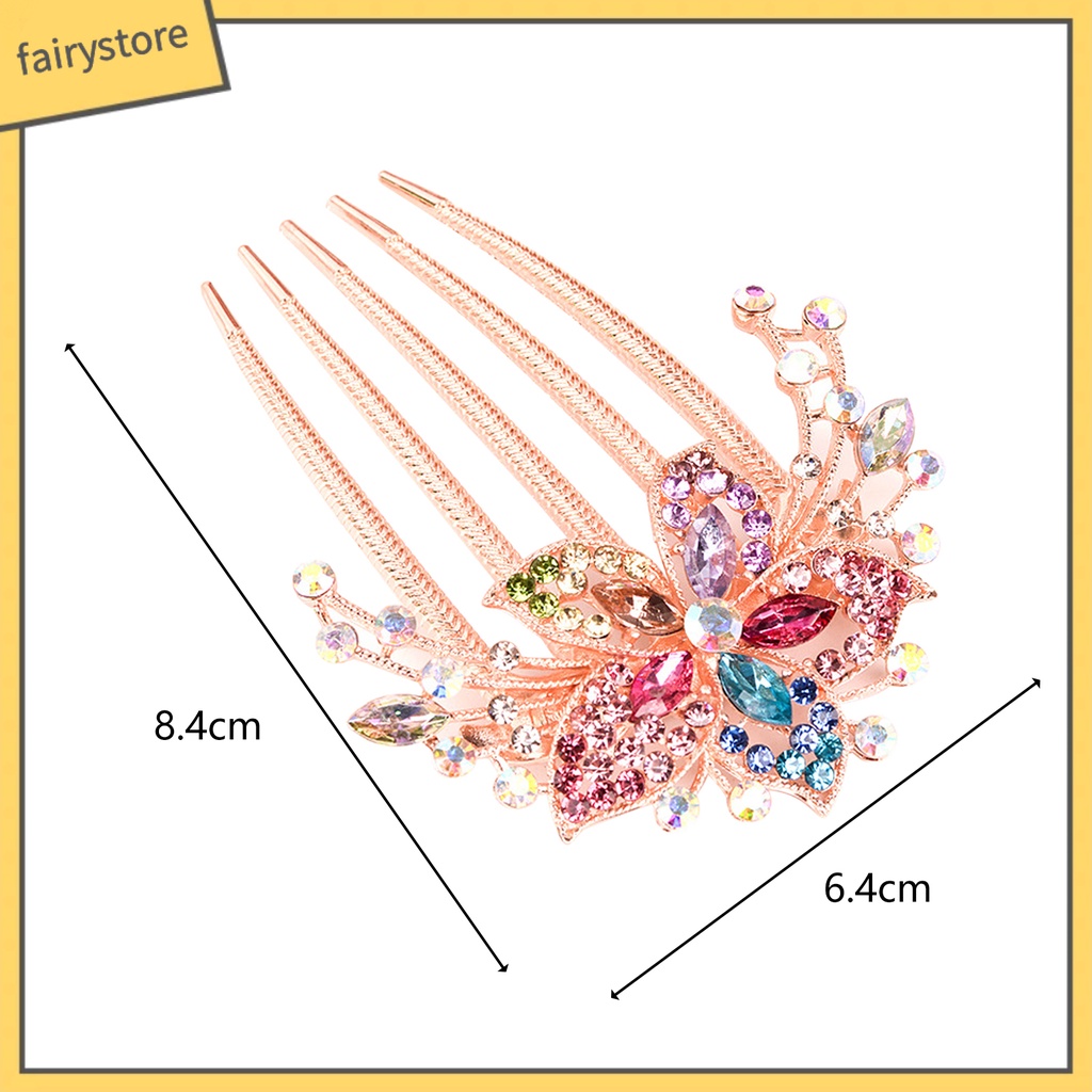 Lược Cài Tóc Hình Hoa Lá Đính Đá Lâu Trôi Tinh Tế Cho Nữ