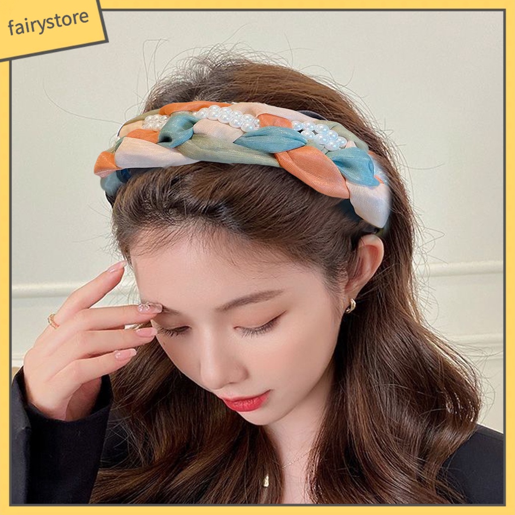 Băng Đô Cài Tóc Phối Lưới Và Ngọc Trai Giả Trang Trí Tóc Cho Cô Dâu