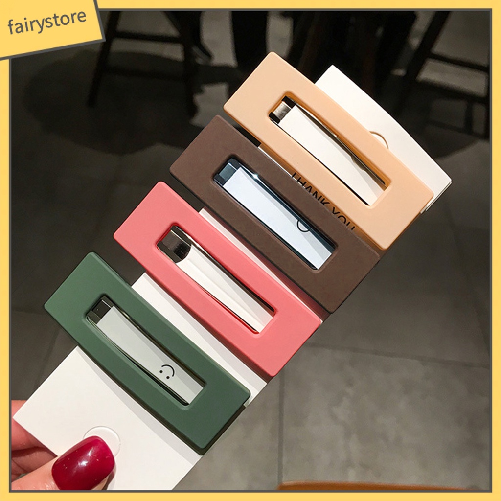 Set 2 Kẹp Tóc Hình Vuông Màu Sắc Kẹo Ngọt Dành Cho Nữ