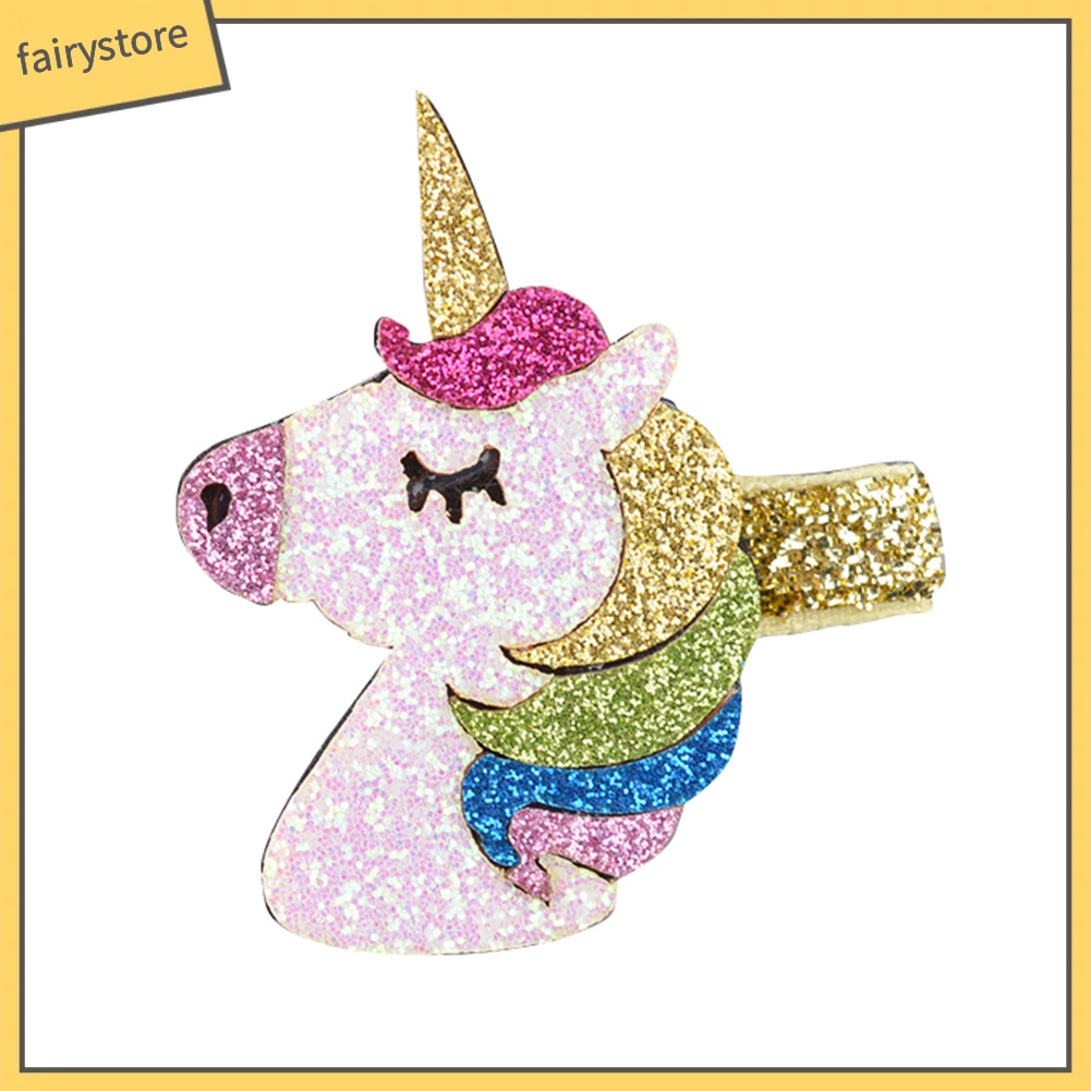 Kẹp Tóc Hình Kỳ Lân Màu Cầu Vồng Lấp Lánh Thời Trang Cho Bé Gái