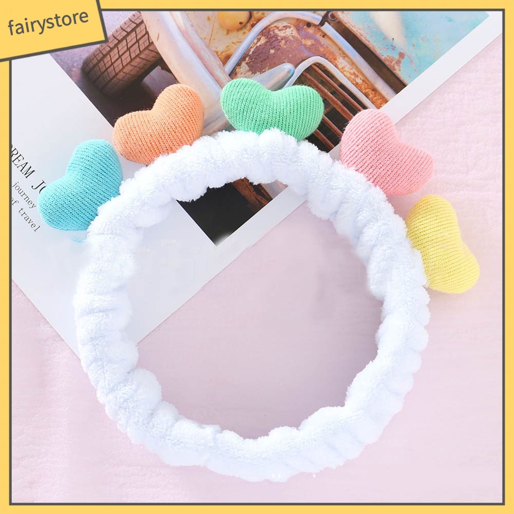 Băng Đô Cài Tóc Rửa Mặt / Trang Điểm Hình Trái Tim Mềm Co Giãn Dễ Thương Cho Nữ