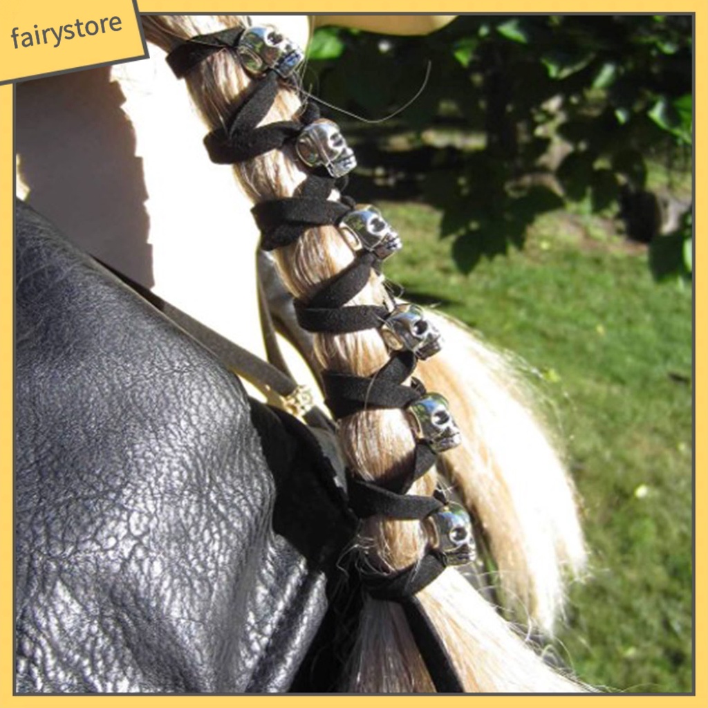 Dây Buộc Tóc Đuôi Ngựa Hình Đầu Lâu 3D Phong Cách Gothic DIY