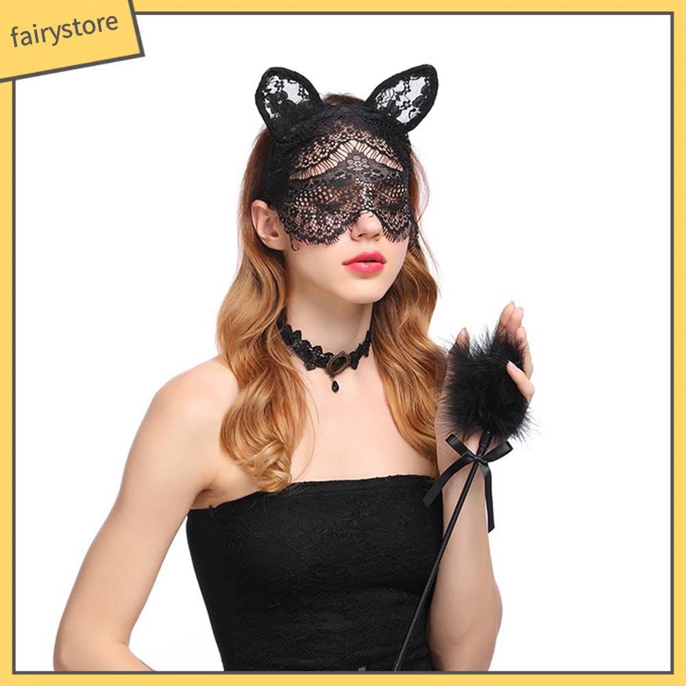 Băng Đô Cài Tóc Hình Tai Mèo Phối Ren Thời Trang Cho Nữ