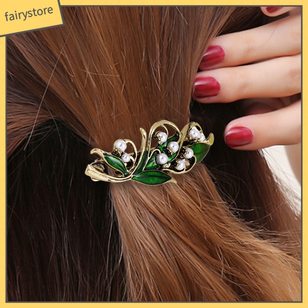 Kẹp Tóc Hình Lá Đính Ngọc Trai Nhân Tạo Chống Trượt