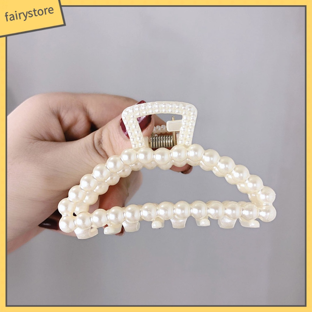 Kẹp Tóc Càng Cua Lớn Đính Ngọc Trai Giả Thanh Lịch Cho Nữ