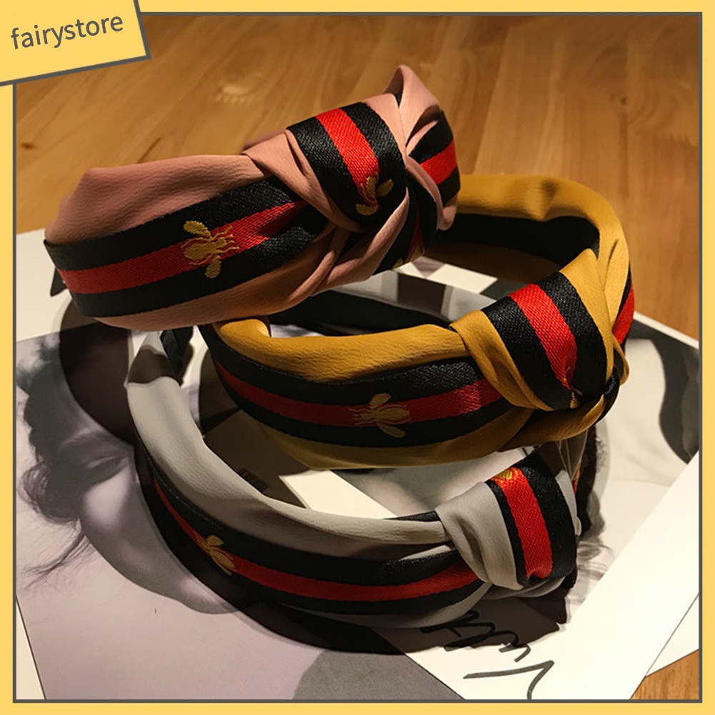 Băng Đô Vải Thêu Hình Ong Thời Trang Dành Cho Nữ