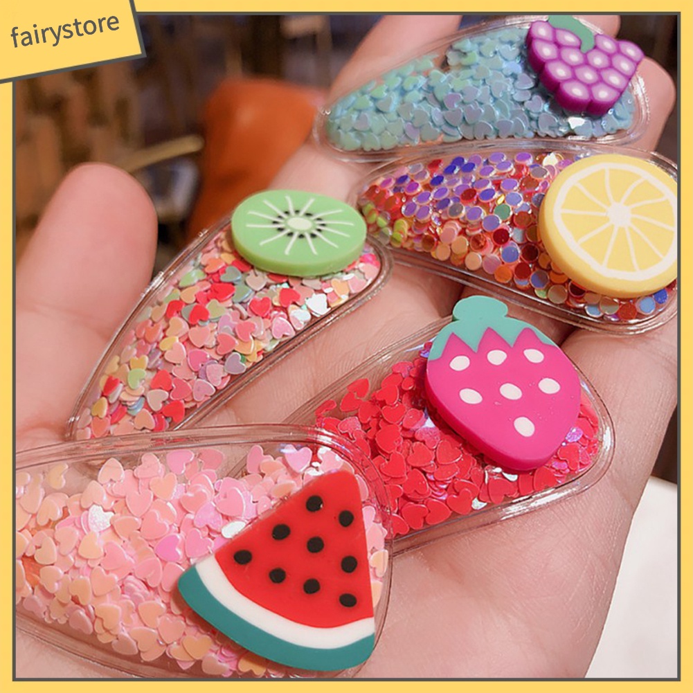 Kẹp Tóc Mái Bằng Sequin Họa Tiết Trái Cây Thời Trang Cho Bé Gái