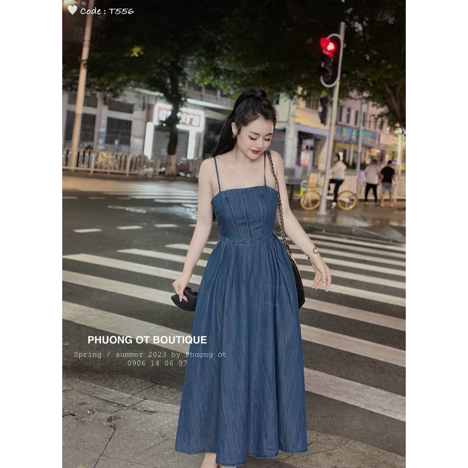 VÁY ĐI CHƠI, VÁY MAXI JEAN 2S CÚP NGỰC DÁNG DÀI XÒE CỰC HOT