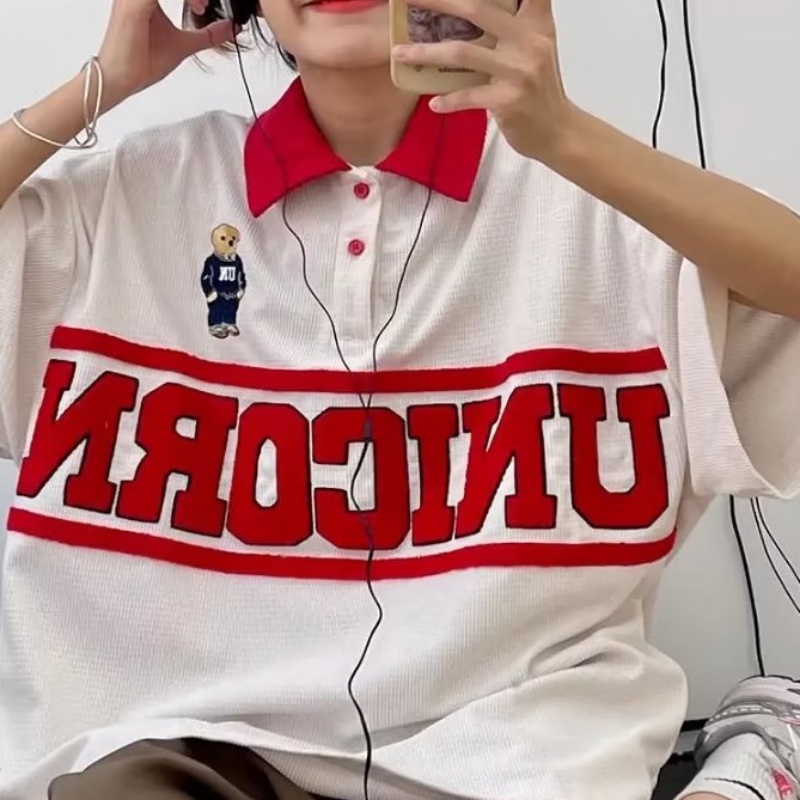 Áo Thun Polo Tay Ngắn In Chữ Phong Cách Hong Kong Thời Trang Mùa Hè Cho Nam