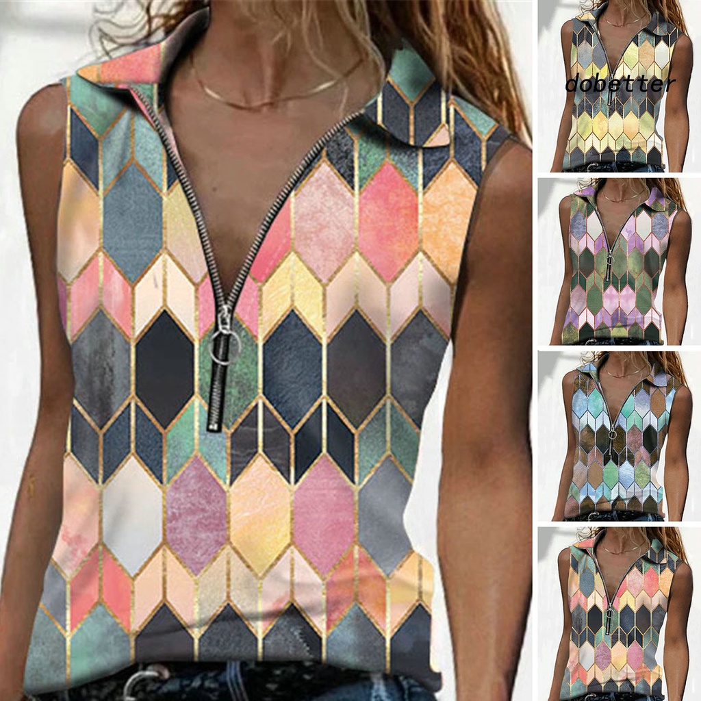 [DO] Áo Tank Top Mỏng Cổ Bẻ Sát Nách Phối Khóa Kéo Trang Trí Hình Thoi Màu Sắc Thời Trang Mùa Hè Dành Cho Bạn Nữ