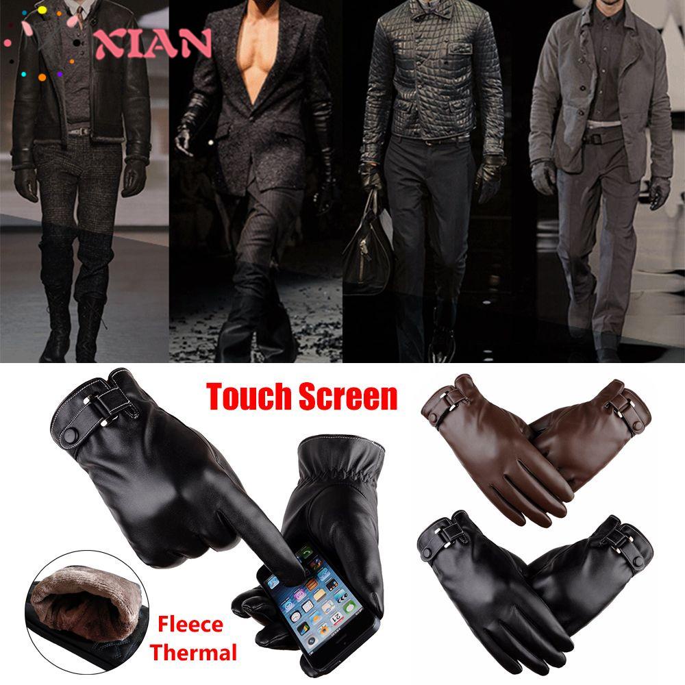 Găng Tay Lái Xe Bằng Da Chống Thấm Nước Màu Đen