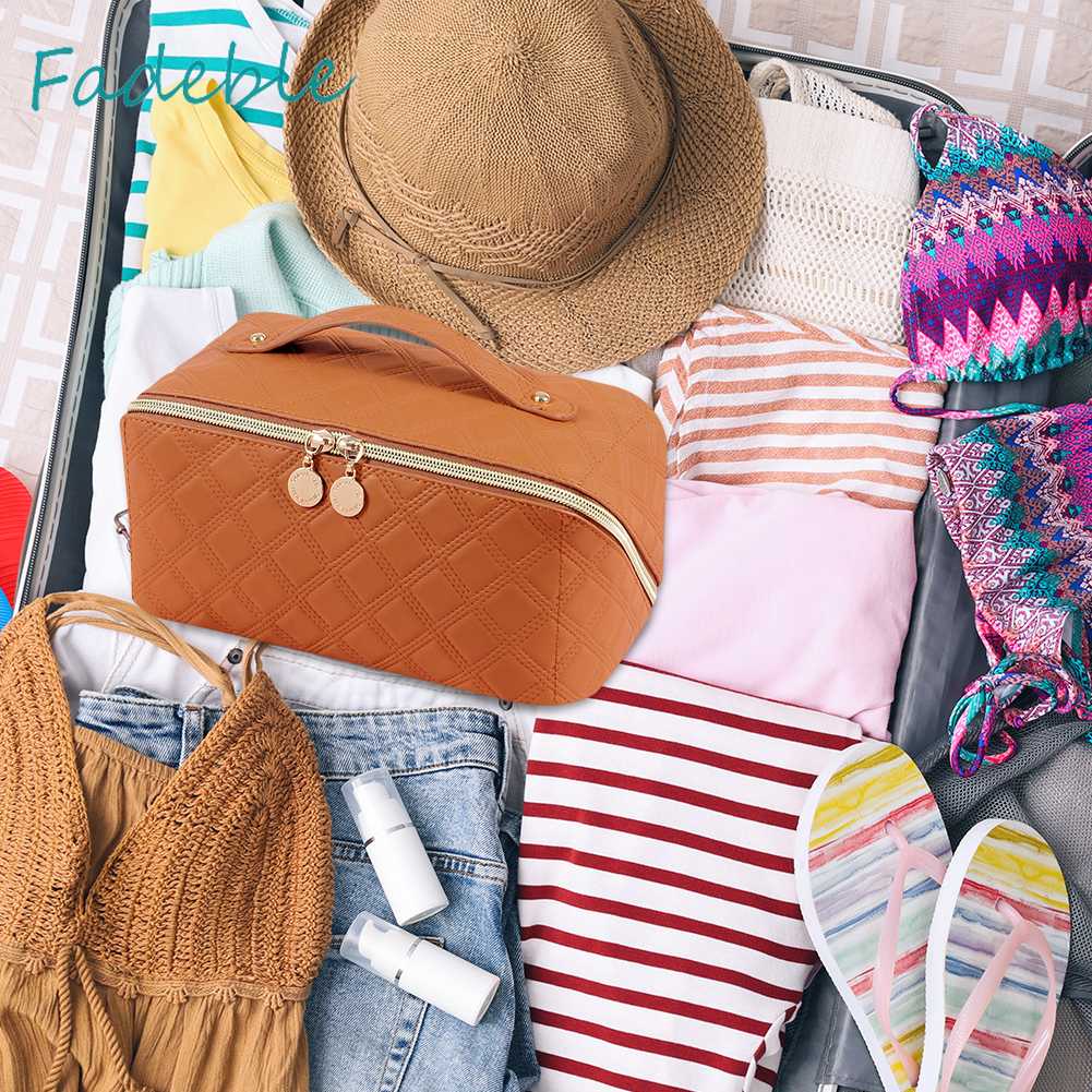 Túi Da PU Đựng Mỹ Phẩm Đa Năng Đính Kim Cương Cho Nữ