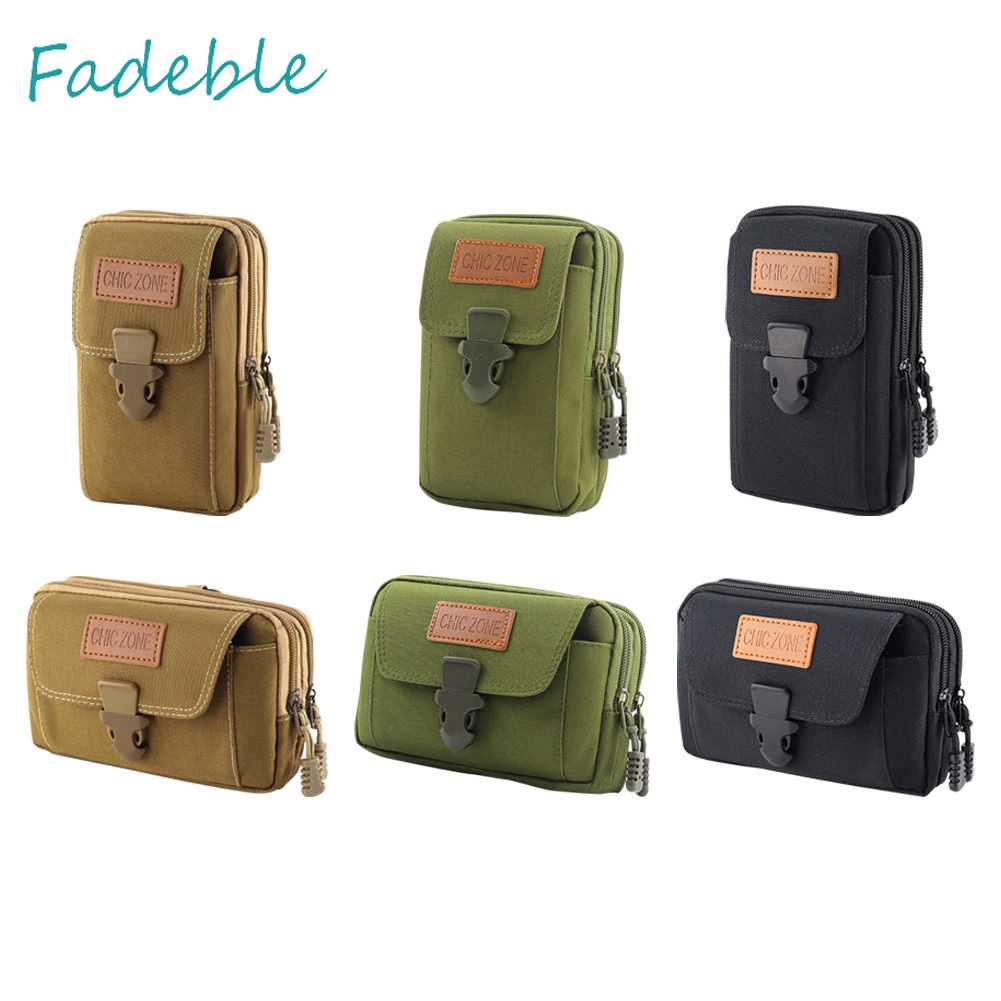 Túi Đeo Hông Vải Oxford Nhiều Ngăn Đựng Điện Thoại Có Khóa Kéo Thời Trang Cho Nam