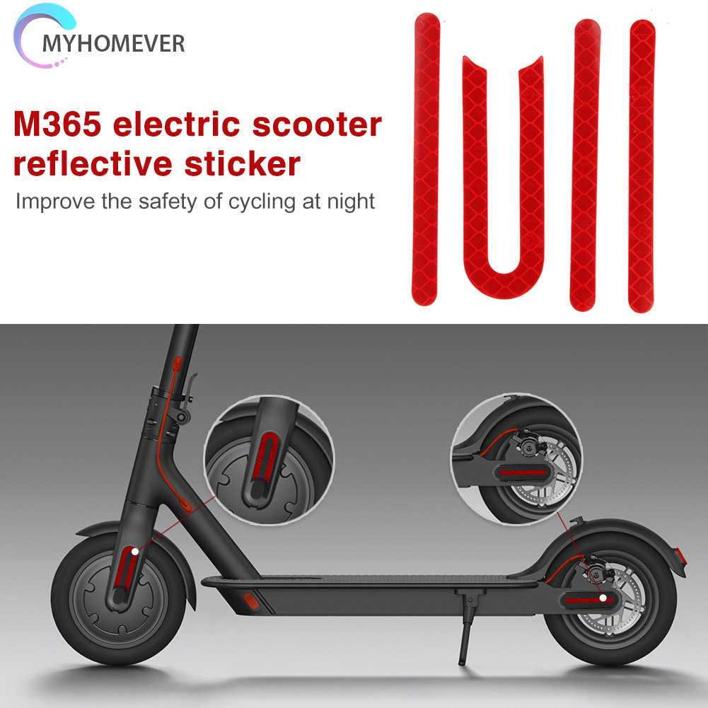Bộ 2 Miếng Dán Phản Quang Cảnh Báo Bằng PVC Màu Đỏ Cho Xe Điện M365