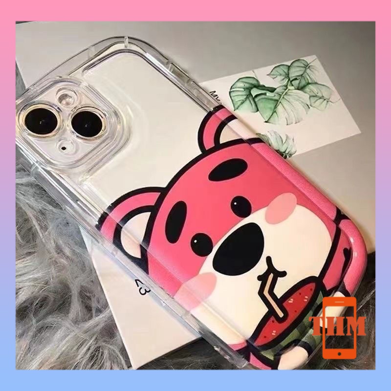 Ốp lưng iPhone Gấu dâu tây hoạt hình và gấu Pooh,  xà phòng, đệm khí, vỏ mềm Cho Iphone 6 / 6S / 6splus / se / 7 / 7plus / 8 / 8plus / X / xs / xsmax / 11 / 12 / 13 / 14 / Plus / Pro / Pro Max-401