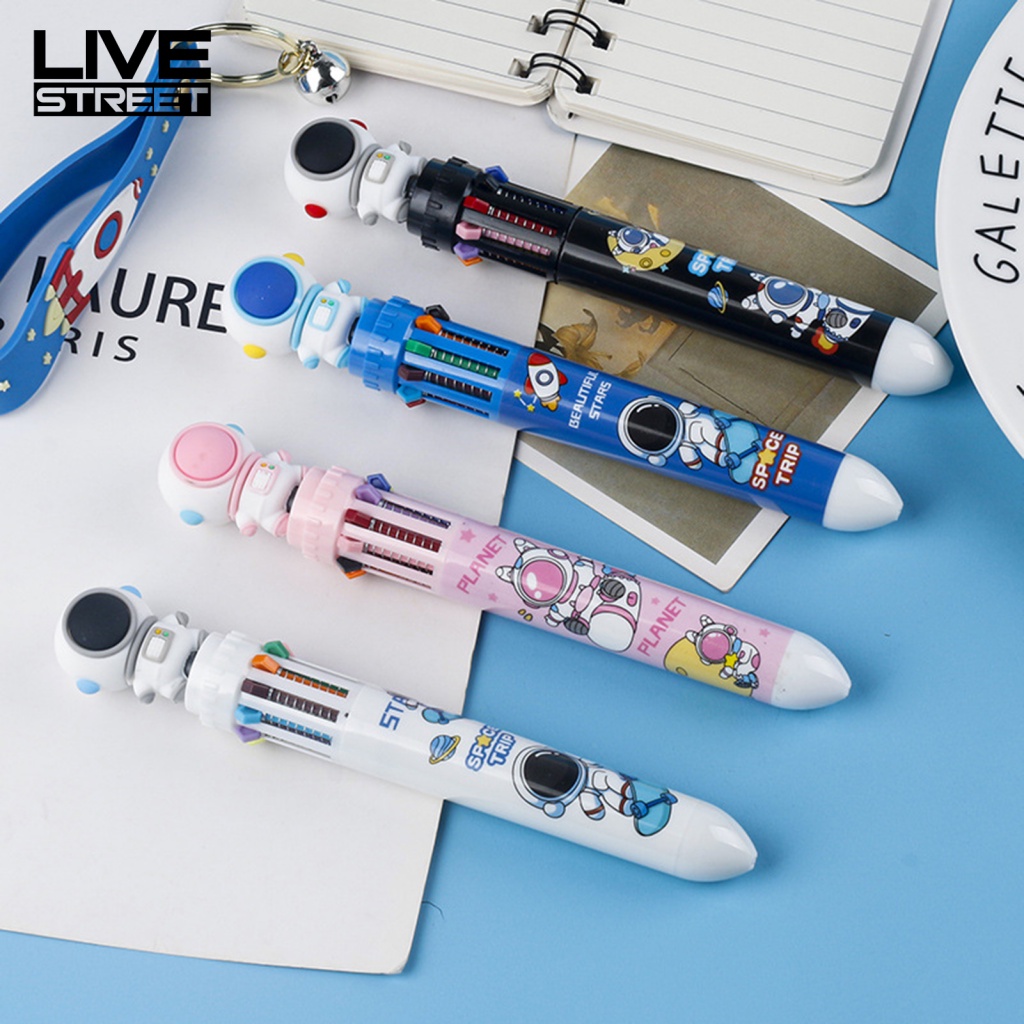 Bút Bi Lăn Mực Không Đổi Màu Hình Phi Hành Gia Hoạt Hình Có Thể Thu Gọn