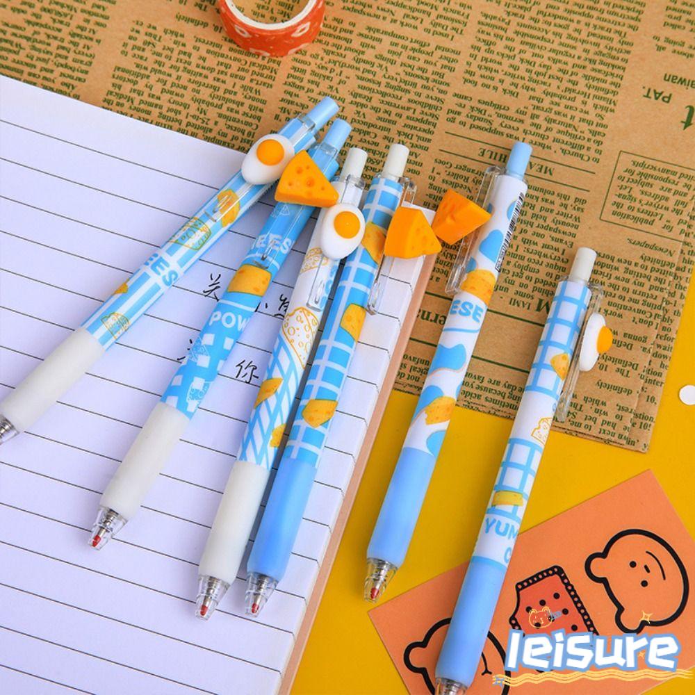 Set 6 Bút Mực Đen Dạng Nhấn Tạo Kiểu Phô Mai Hoạt Hình