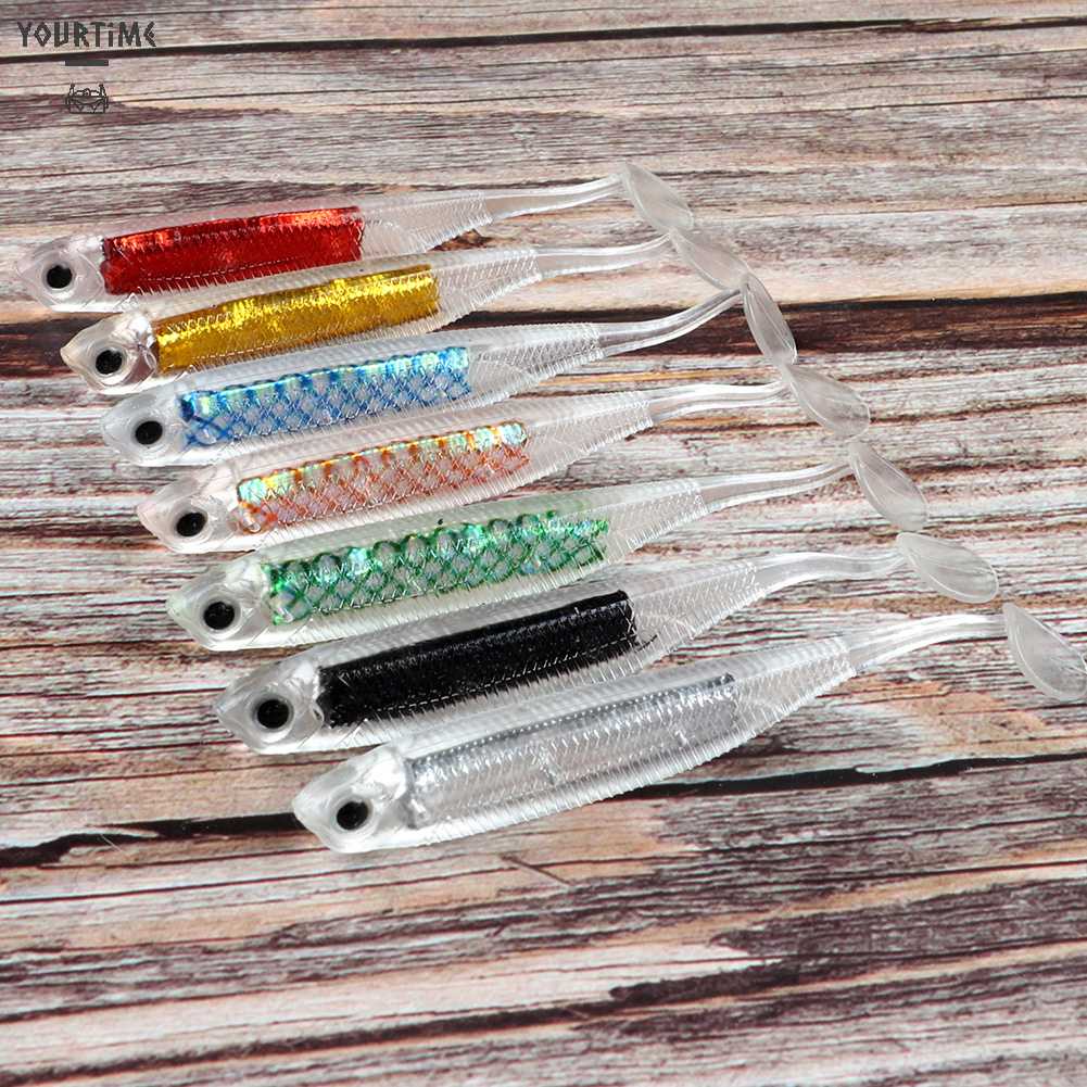 Set 6 Mồi Câu Cá Mềm Phản Quang 80mm / 2.2g