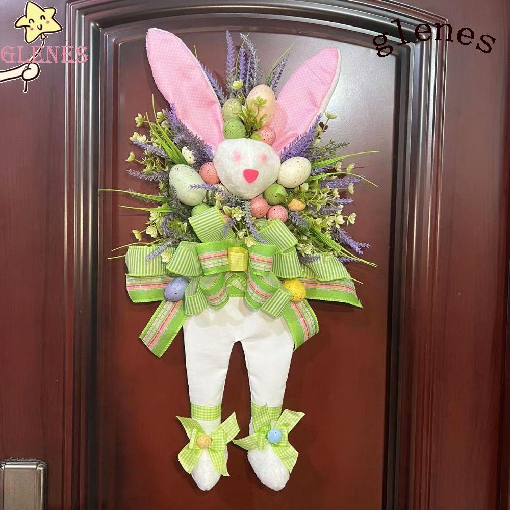 Glenes Vòng Hoa Hình Thỏ Phục Sinh Thủ Công Dễ Lau Chùi Trang Trí Cửa Ra Vào Chống Phai Màu Cho Lễ Hội / Chụp Ảnh