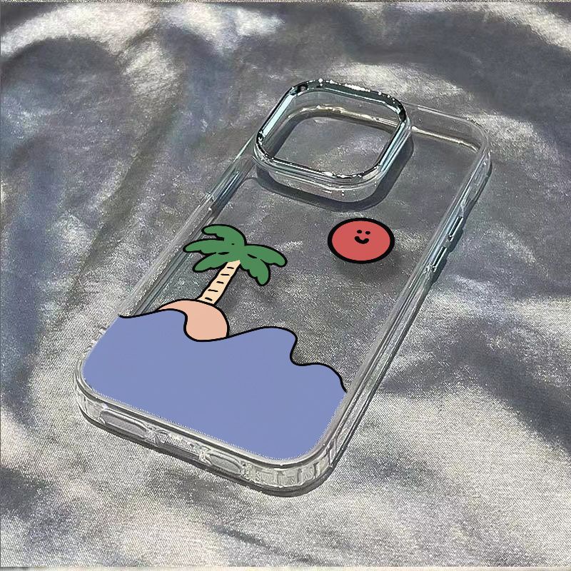 ✅Ốp Điện Thoại Mềm Chống Sốc Họa Tiết Cây Dừa Đơn Giản Cho Iphone 11 12 14Pro 7 8 13