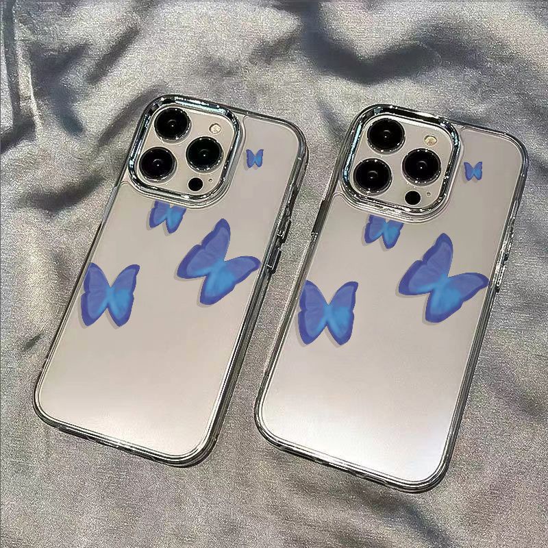 ✅Ốp Điện Thoại Dẻo Họa Tiết Bươm Bướm Màu Xanh Dương Thời Trang Chống Sốc Cho iPhone127 LF4U Maxplus 1114pro13 8