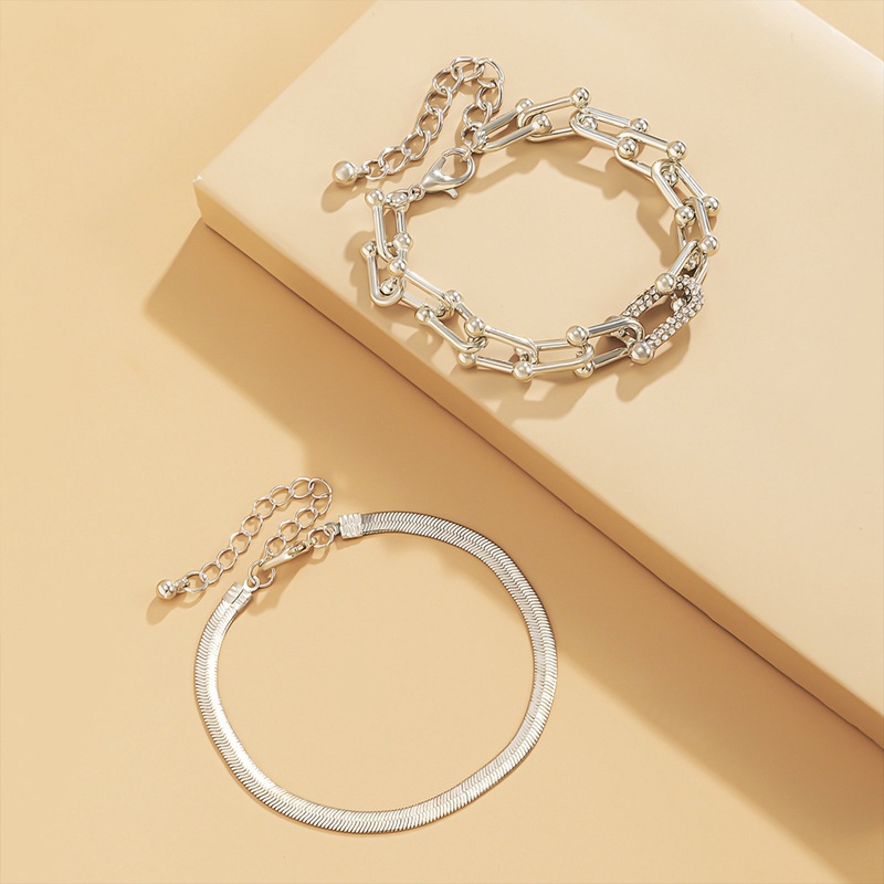 Ygt Set 2 Vòng Tay Kim Loại Mạ Vàng / Bạc Đính Đá Pha Lê Thời Trang