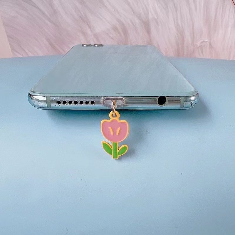 Nút Bịt Chống Bụi Cho Cổng Sạc Điện Thoại Di Động diy Hình Hoa Nhỏ Dễ Thương