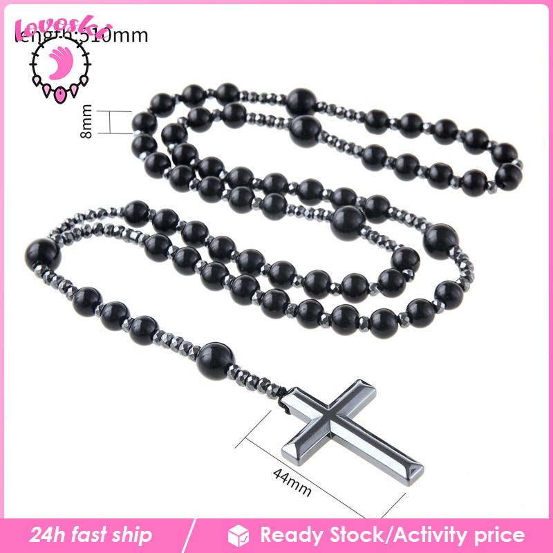 [Lovoski] 1 Vòng cổ Chuỗi Mặt Thánh Giá Bằng Đá Rosary