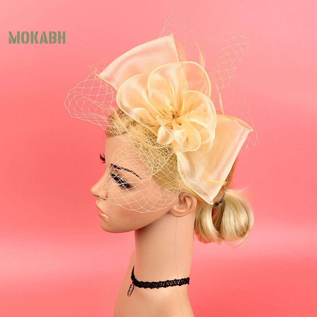 [Mok Abh] Mũ Lưới Thắt Nơ Phong Cách Hoàng Gia Cổ Điển Dùng Để Trang Trí Trình Diễn Đám Cưới