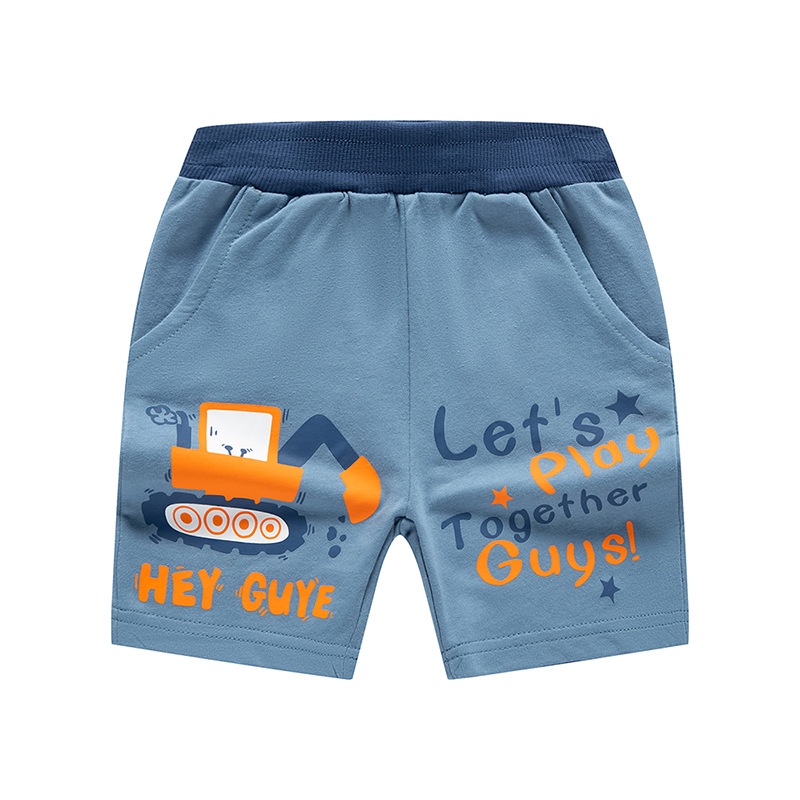 Quần Short Cotton Lưng Vừa In Họa Tiết Xe Công Trường Hoạt Hình Thời Trang Mùa Hè 2023 Cho Bé Trai