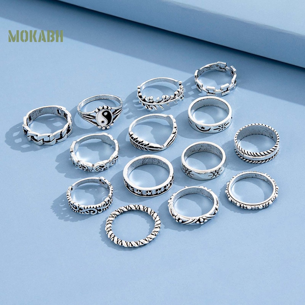 [Mok Abh] Bộ 14 Nhẫn Đeo Khớp Ngón Tay Thiết Kế Tinh Tế Dễ Phối Đồ Thời Trang Cho Nữ