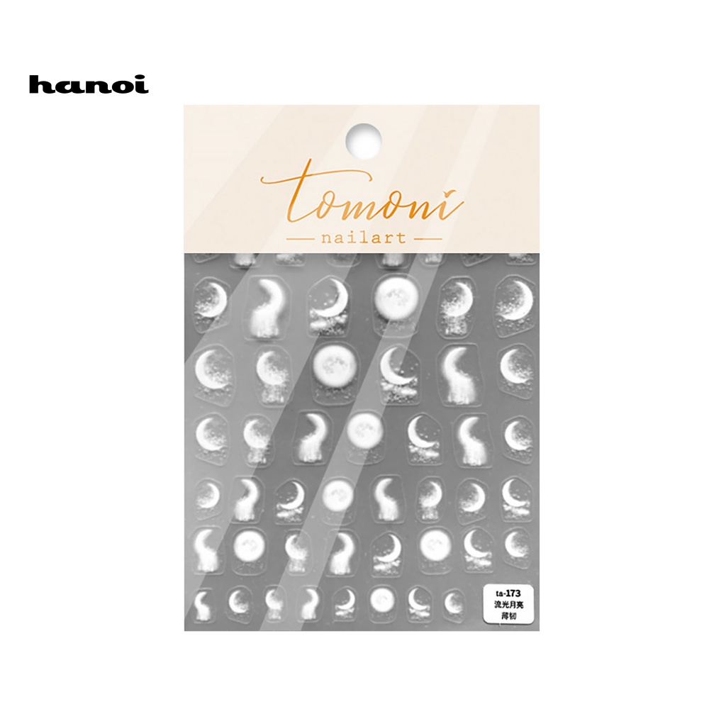 Miếng Dán Móng Tay Hình Mặt Trăng / Đen / Trắng Chống Phai Màu Dễ Tháo Rời DIY