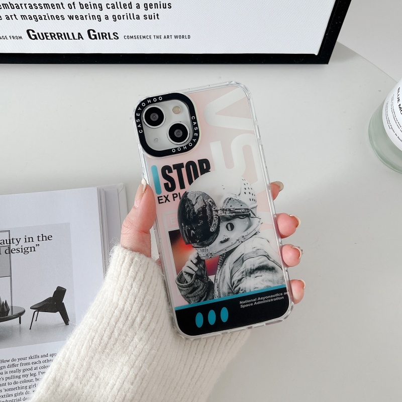 Ốp Điện Thoại Dẻo Màu Gradient Họa Tiết Phi Hành Gia &amp; Logo Spaceman Độc Đáo Chống Sốc Cho iPhone 14 13 12 11 Pro Max 14 Plus