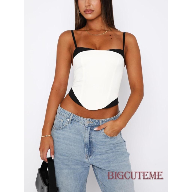 Áo Croptop Hai Dây Hở Lưng Dáng Ôm Thời Trang Mùa Hè Quyến Rũ Cho Nữ