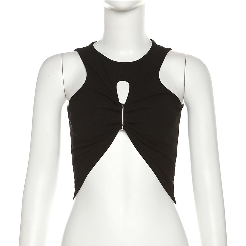 Áo Croptop Sát Nách Cổ Tròn Thiết Kế Khoét Quyến Rũ