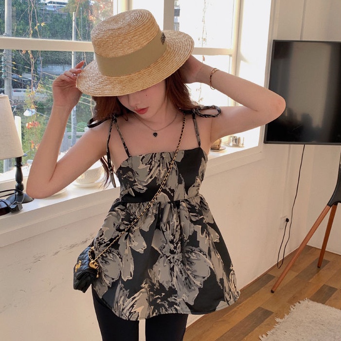 COZOK Áo Hai Dây Cột Nơ Thời Trang Retro Gợi Cảm Cho Nữ