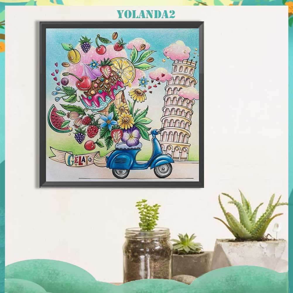 Tranh Đính Đá Kim Cương Toàn Bộ 5D DIY Hình Vẽ Hoa Trang Trí Nhà Cửa Xe Hơi