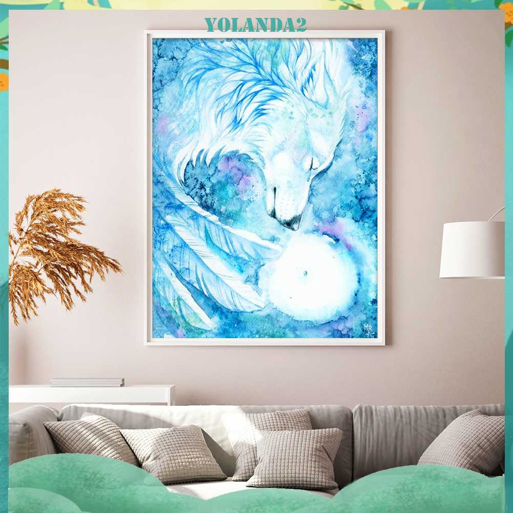 Tranh Đính Đá Kim Cương Toàn Bộ 5D DIY Hình Vẽ Sói Trang Trí Nhà Cửa