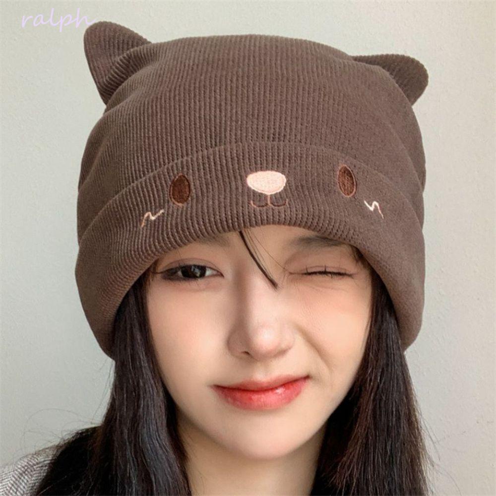 Mũ Len In Chữ Và Gấu Dễ Thương Thời Trang Thu Đông Cho Bạn Gái