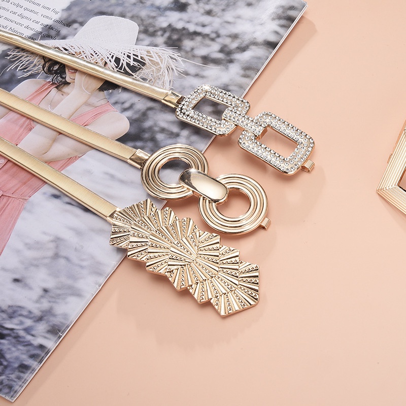 Thắt Lưng Dây Xích Kim Loại Mỏng Co Giãn Thời Trang Cho Nữ