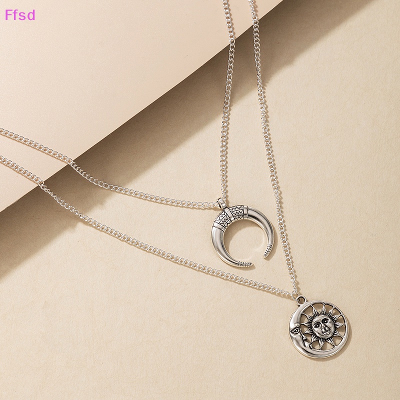 {Ffsd} Vòng Cổ Choker Nhiều Lớp Mặt Hình Mặt Trăng Thời Trang Boho Cho Nữ