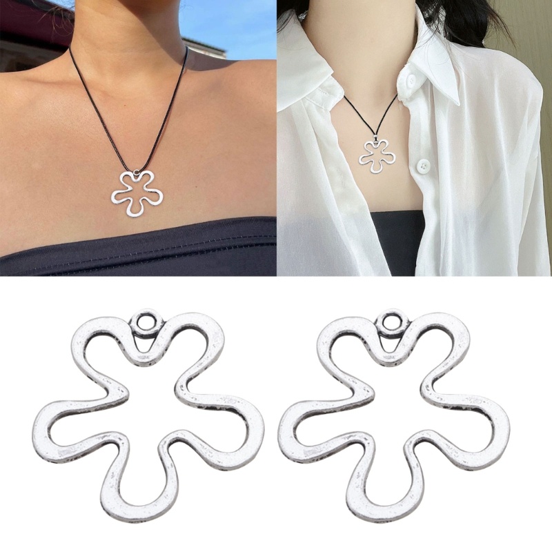 Sa Set 50 Hạt Xỏ Lỗ Hình Hoa Lá Xinh Xắn
