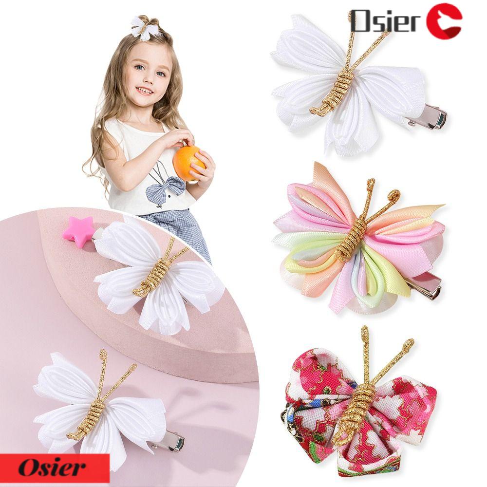 Kẹp Tóc Hình Nơ Màu Trơn Handmade 1 Cái Cho Bé Gái