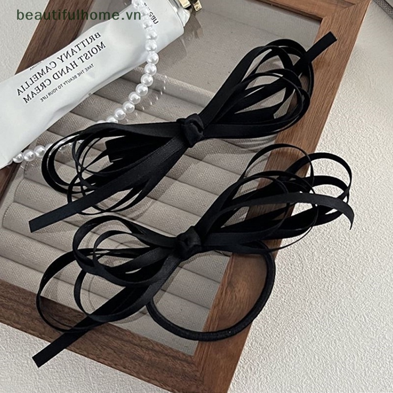 1 Kẹp Tóc Hình Nơ Ruy Băng Màu Đen Xinh Xắn Cho Nữ