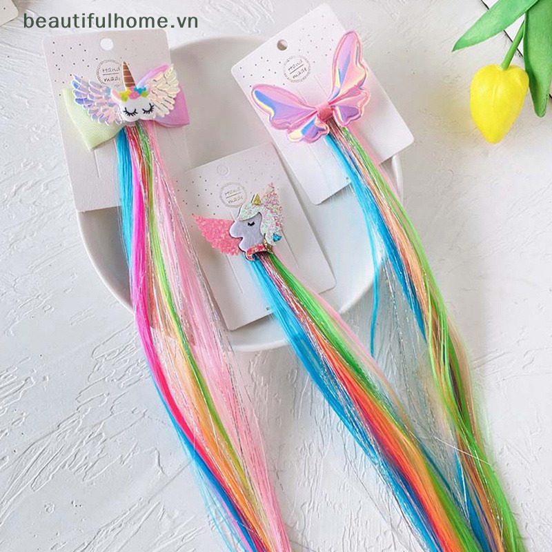 1 Kẹp Tóc Giả Hình Kỳ Lân / Mèo / Thỏ Dễ Thương Cho Bé Gái