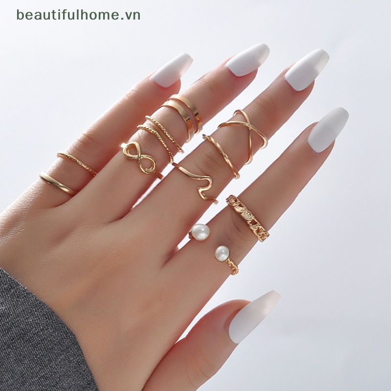 Set 8 Nhẫn Đeo Khớp Ngón Tay Phong Cách Bohemian Thời Trang Cho Nữ