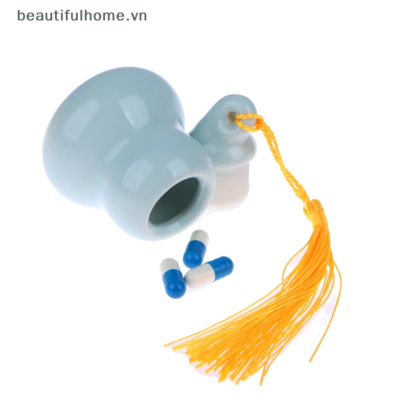 1 Hũ Đựng Thuốc Bằng Sứ Hình Quả Bầu Có Nắp Đậy Tiện Dụng
