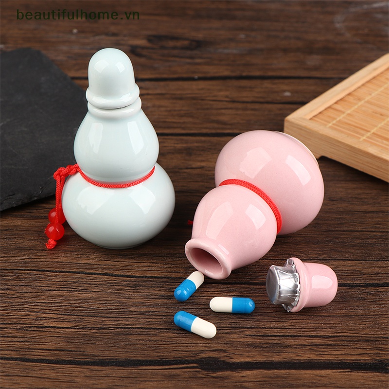 1 Hũ Đựng Thuốc Bằng Sứ Hình Quả Bầu Di Động Tiện Dụng